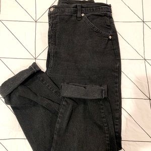 Black vintage wash mom jeans
